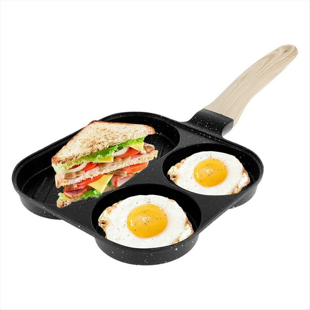 Sartén para Huevos 3 en 1 Sartén para Huevos Sartén Antiadherente para Tortillas con de Madera Sartén para Cocinar Huevos para el Desayuno en la Cocina B