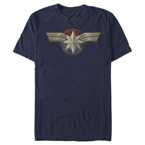 Men's Marvel Captain Marvel Simple Star Symbol  Graphic Tee Navy Blue X Large