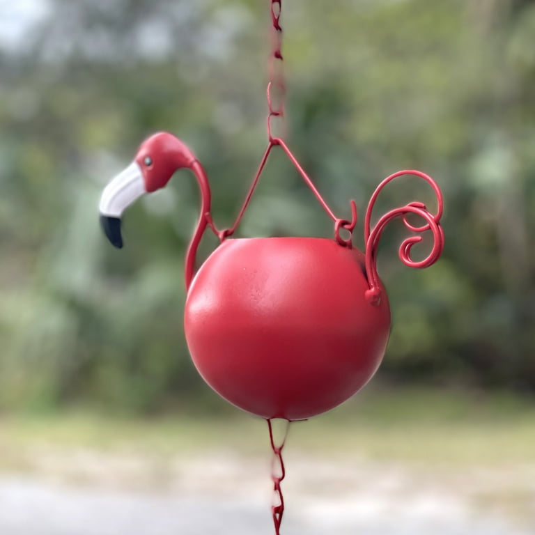 Things2Die4 90-inch Metal Rain Chain - 8 Portly Flamingos, 7