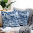 thumbnail image 2 of Navy Blue Coastal Throw Pillow Covers 16x16 Inch Set of 2, Summer Beach Ocean Coral Starfish Waterproof Outdoor Pillow Covers, Decorative Cushion Pillowcases for Couch, Sofa, Bed, Garden, Patio, 2 of 9