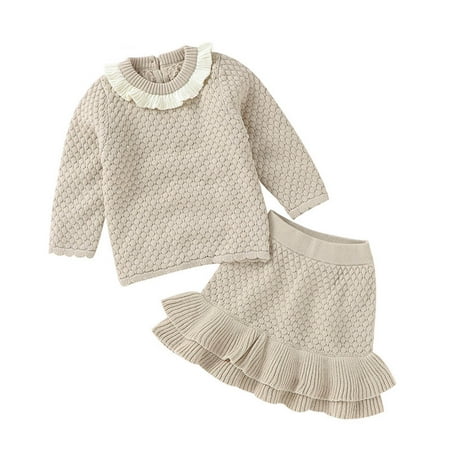 

KI-8jcuD Juegos De Ropa Para Niña Babys Girls Boys Spring Winter Knit Sweater Warm Thick Ruffle Long Sleeve Skirts Set Outfit Clothes Girl Clothes New Born Girls Clothes Floral Print Outfits 3 Month