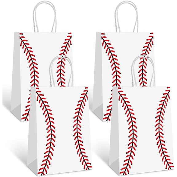 15 Pack Baseball Paper Party Favor Bags Print Present Goodie Bags Sport Treat Packets Candy Snack for Kids Adults Birthday Party