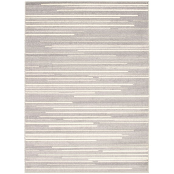 eCarpetGallery Modern Living Room Area Rug, 7'10" x 10'2", Silver-Cream, Fika