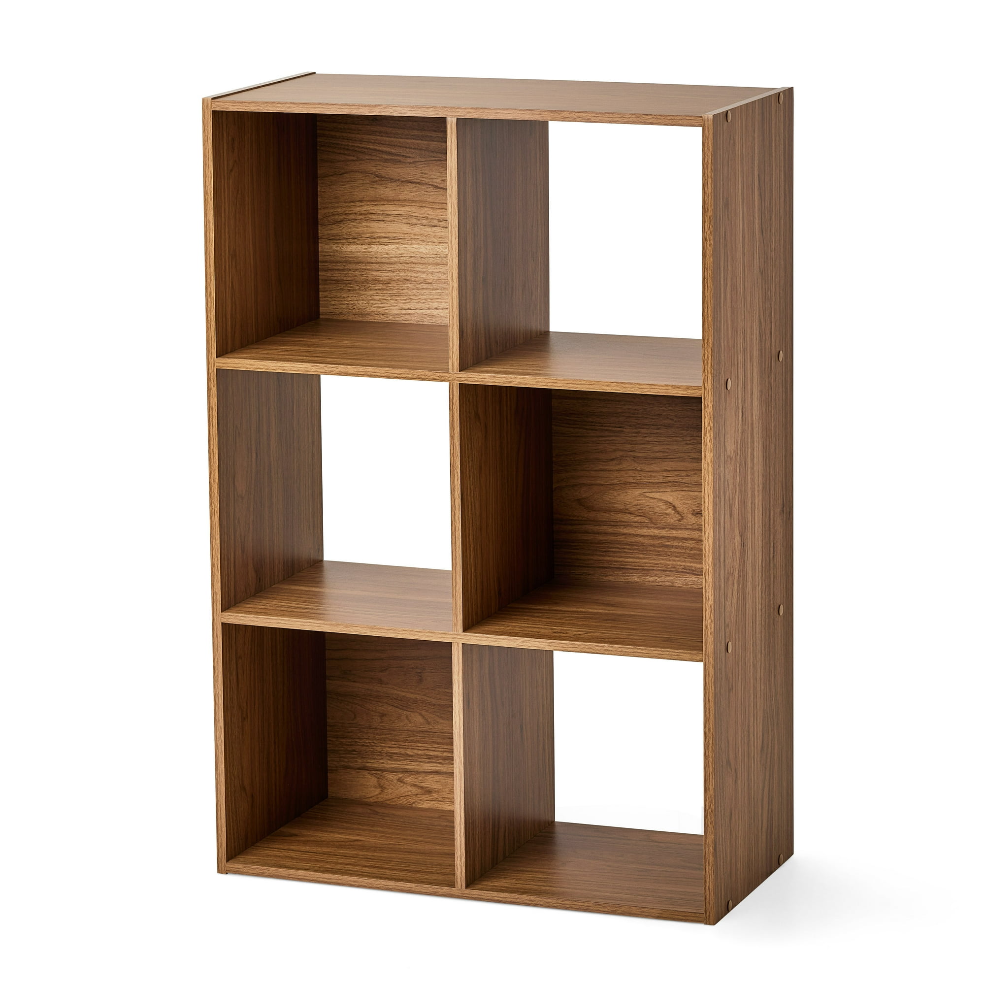 Mainstays 6 Cube Storage Organizer, Warm Walnut