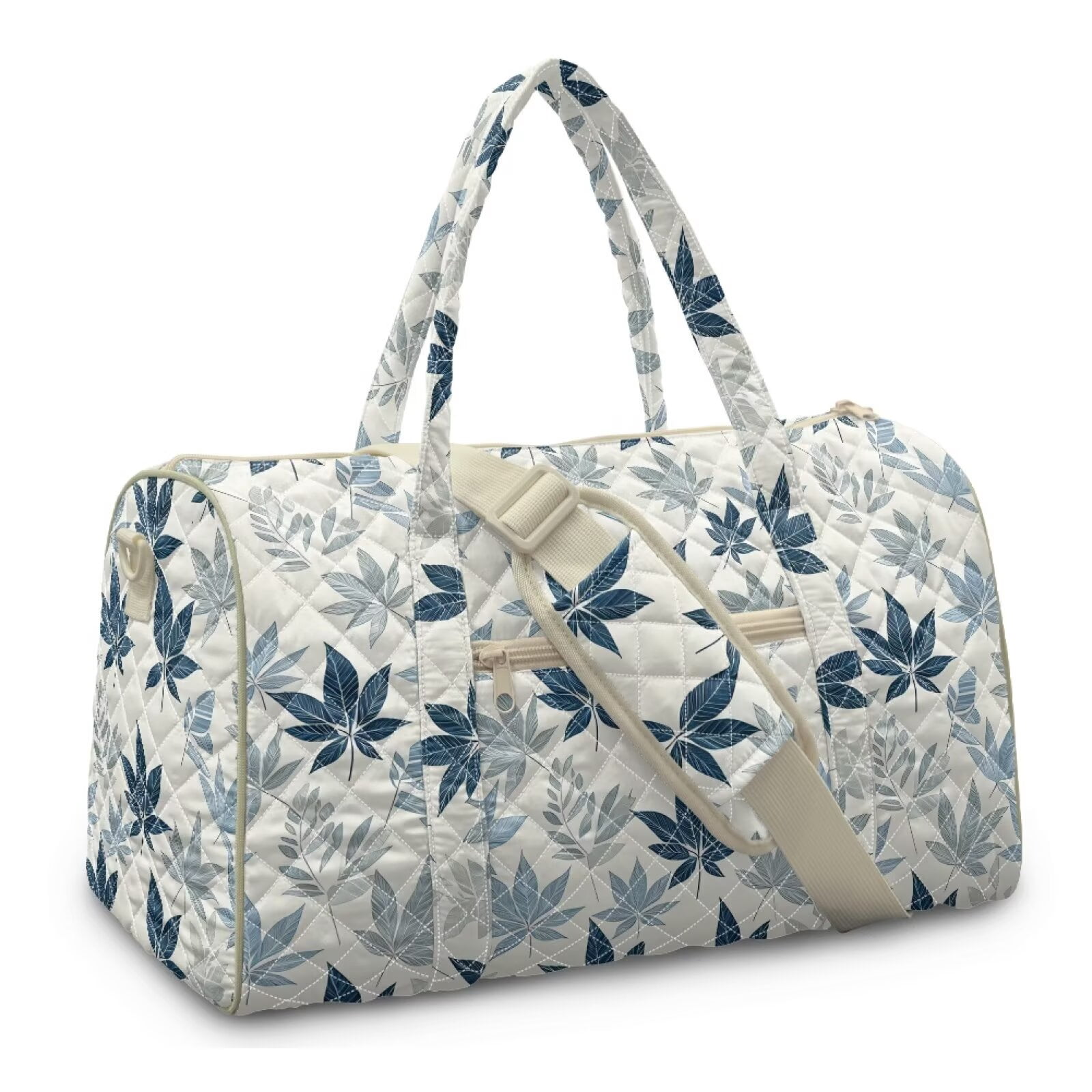 Xixirimido Women Quilted Travel Duffle Bag Duffel Overnight Bags Large Carry on Tote Bag Weekender Traveling Yoga Gym Hospital Bag, Abstract Leaves