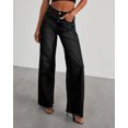 thumbnail image 4 of Women's Wide Leg Jeans Casual Baggy Denim Pants with Frayed Raw Hem, 4 of 5