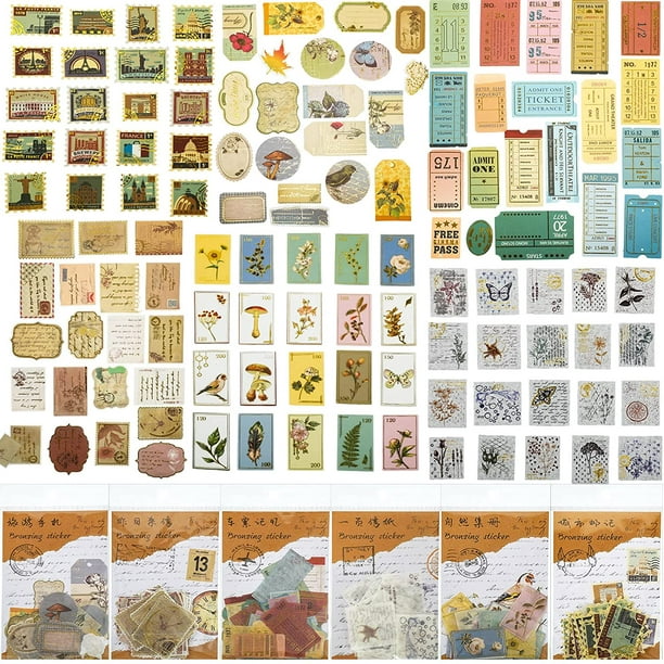 100 Pieces Vintage Scrapbooking Stickers, Photo Frame Paper Stickers Memo  Pads Material Decals Adhesive Sticker for DIY Arts Crafts Scrapbooking  Cards