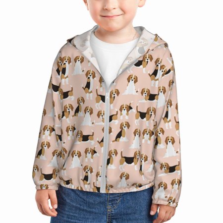 

Vsdgher Beagle Dog On Brown Kids Sun Protection Hoodie with Zip Rash Guard Tops Children s Long Sleeve Sun Protection Clothing - 4 Years