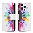 thumbnail image 5 of Dteck Case for iPhone 16 Pro Max, Magnetic Pattern Premium PU Leather 9 Card Slots Zipper Wallet Case Shockproof Kickstand Hybrid Rubber Flip Cover with Wrist Strap,Sun Flower, 5 of 7