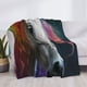 thumbnail image 3 of Fotbe Colorful Haired White Horse Manta de Franela con Estampado, Manta Ultrasuave para Cama, Sofá, Auto, Hipoalergénica y Antibolitas-50"x40", 3 of 6