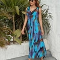 thumbnail image 6 of Beautiful Blue Different Butterflys Womens Night Club Maxi Dress V Neck Sleeveless Bohemia Long Dresses, 6 of 9