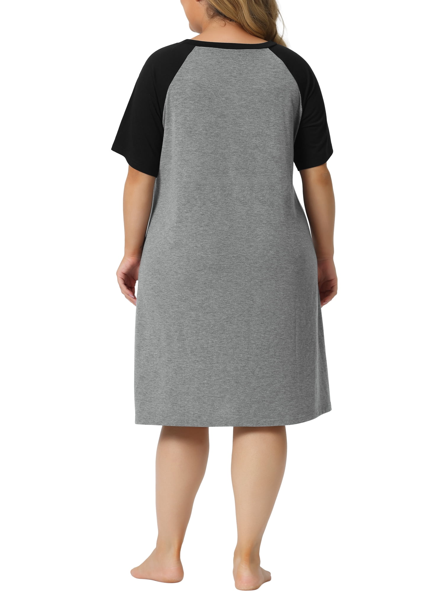 Unique Bargains Women's Plus Size Nightgown Short Sleeve Graphic Sleepshirts Sleepwear 2X Gray