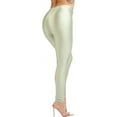 thumbnail image 2 of Ofenti Shiny Leggings for Women High-Waist Neon Tights Silver L, 2 of 8
