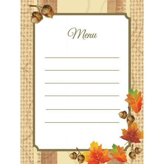 Autumn Leaves Menu Cards 8 Per Pack