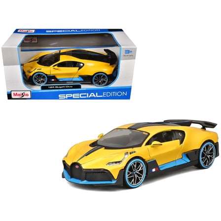 Bugatti Divo Yellow Metallic with Carbon and Blue Accents "Special Edition" 1/24 Die Cast Model Car by Maisto