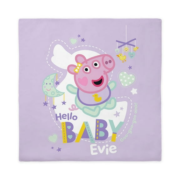 CafePress - Peppa Pig: Hello Baby Evie - Queen Duvet