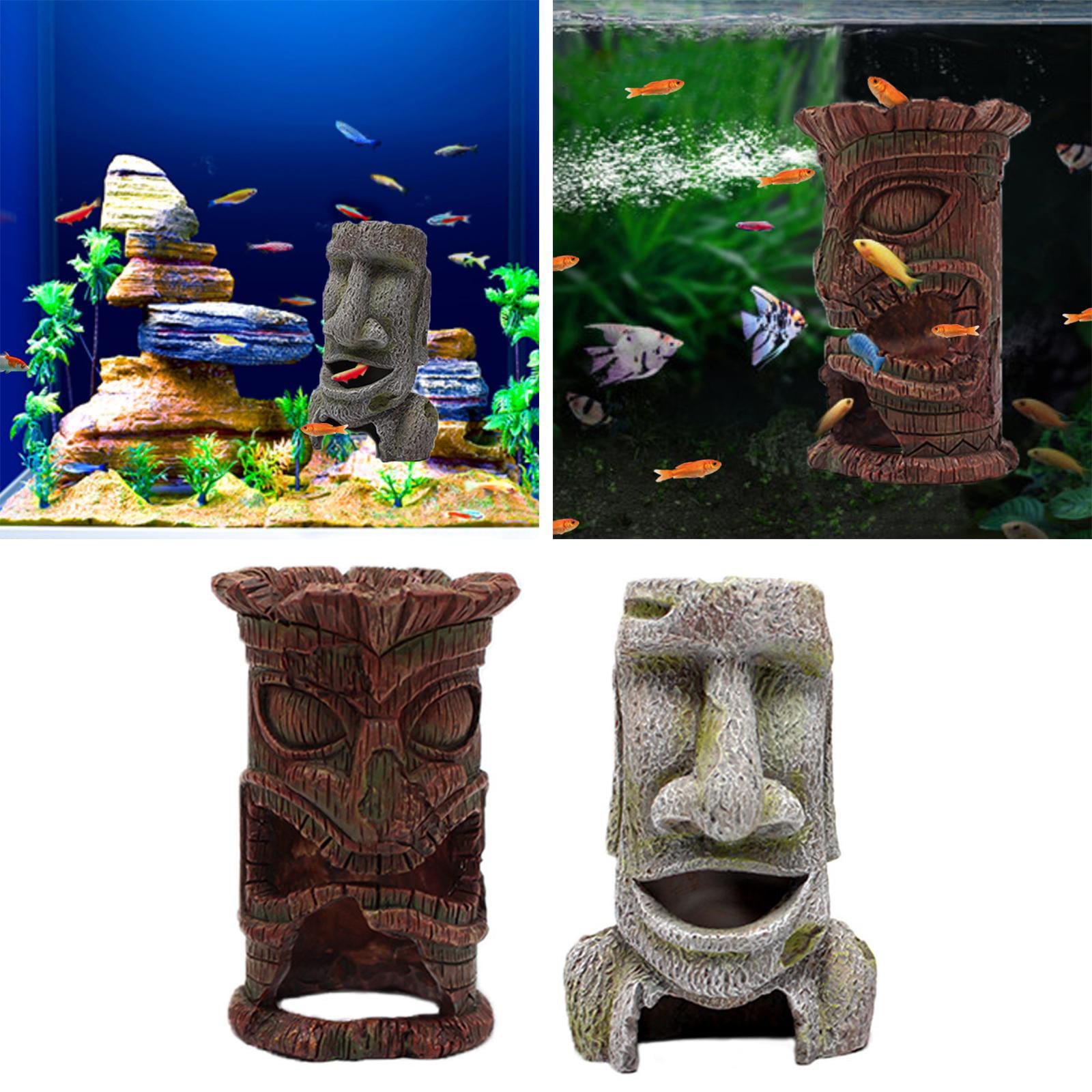 zacht geloof vuist 2 Pieces Aquarium Moai Tiki Figurine Resin Easter Island Statues Garden  Yard Lawn Flowerbed Flowerpot Landscape indoor and outdoor Decoration -  Walmart.com