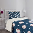 thumbnail image 3 of Ambesonne Sports Quilted Bedspread Set 2 Pcs, Baseball Stripes, Twin Size, Night Blue Red White, 3 of 5