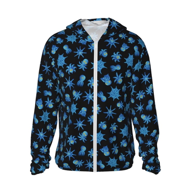 Fotbe Blue Octopus Chaqueta con Protección Solar UPF 50+ para Hombre y Mujer, Camisa con Capucha y Bolsillos-XX-Large