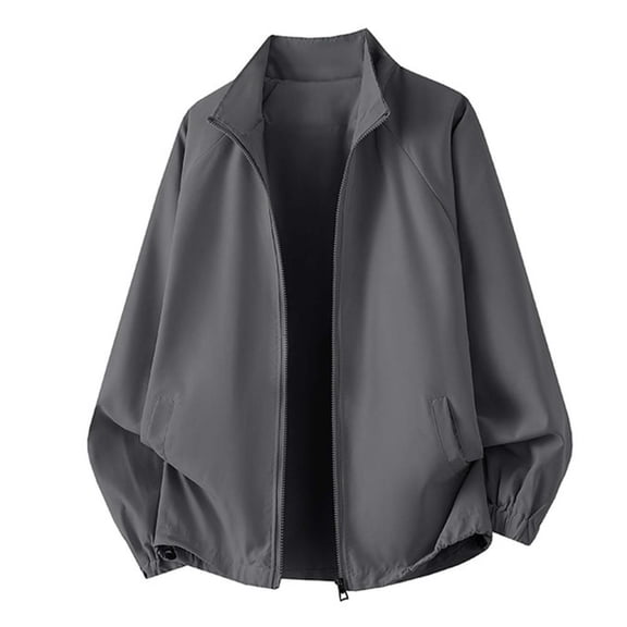 Bxsruta Lightweight Zip Up Windbreaker Jacket Casual Stand Collar Track Jacket for Men Women Outdoor Sports Daily Wear