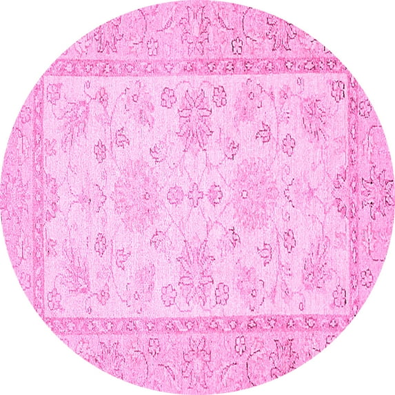 Ahgly Company Indoor Round Oriental Pink Traditional Area Rugs, 4' Round