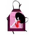 thumbnail image 1 of Diva Apron, Vintage Woman Sitting down and Laughing Theme Colorful Pop Art Style Female Portrait, Unisex Kitchen Bib with Adjustable Neck for Cooking Gardening, Adult Size, Multicolor, by Ambesonne, 1 of 4