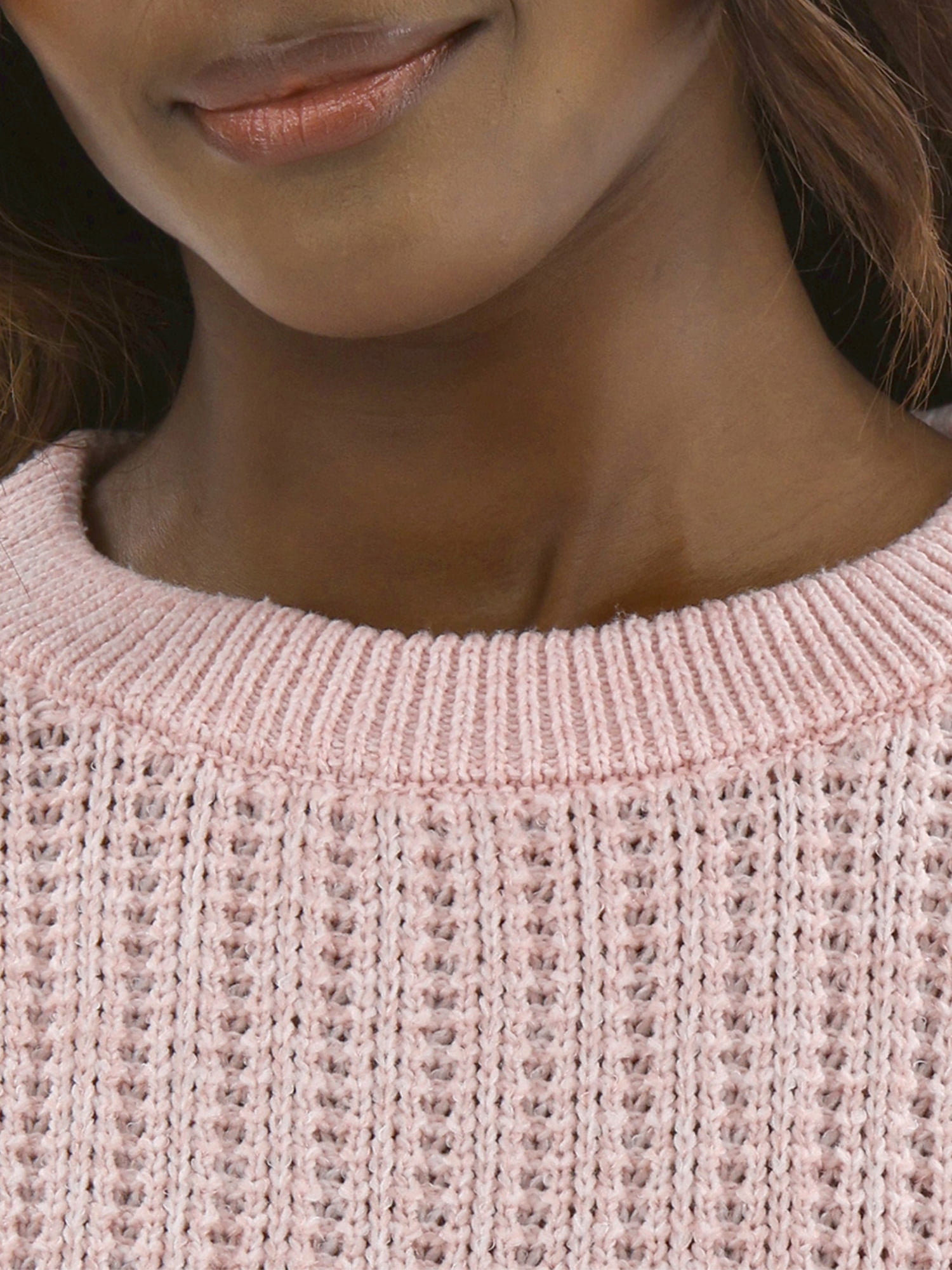 Time and Tru Women's and Women’s Plus Textured Stitch Sweater, Midweight, Sizes XS-4X
