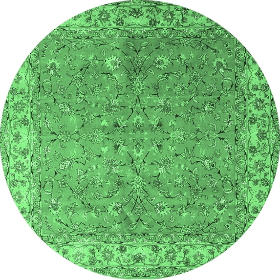 Ahgly Company Indoor Round Persian Emerald Green Traditional Area Rugs, 4' Round