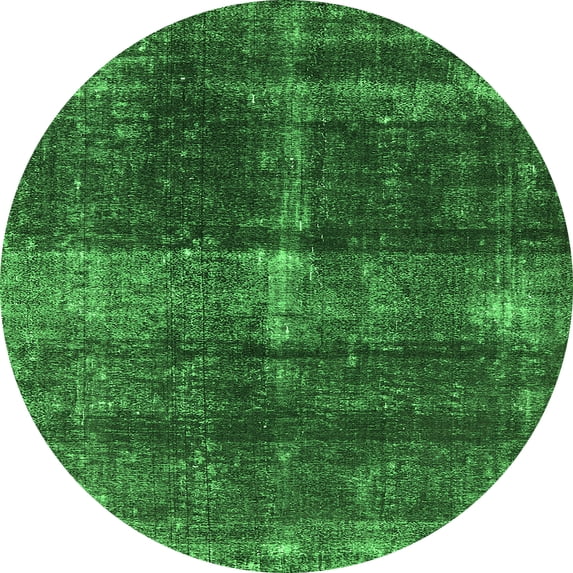 Ahgly Company Indoor Round Oriental Green Industrial Area Rugs, 7' Round