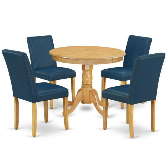 East West Furniture Dining Room Set Oak, ANAB5-OAK-55