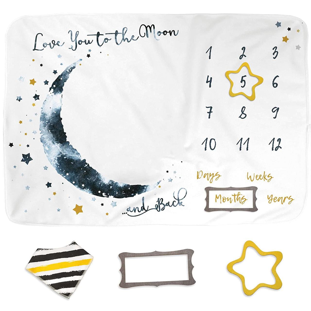 Luka&Lily Monthly Baby Milestone Blanket for Girls and Boys Newborn Gifts Moon Baby