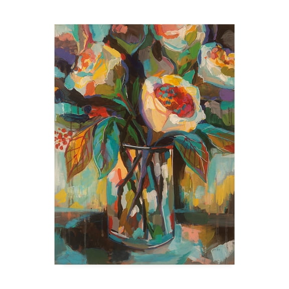 Trademark Fine Art 'Stained Glass Floral' Canvas Art by Jeanette Vertentes