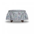 thumbnail image 4 of Winter Ottoman Cover, Pastel Snowflakes Joyful, 2 Piece Slipcover Set with Ruffle Skirt for Square Round Cube Footstool Decorative Home Accent, Standard Size, Blue Green Lavender, by Ambesonne, 4 of 5