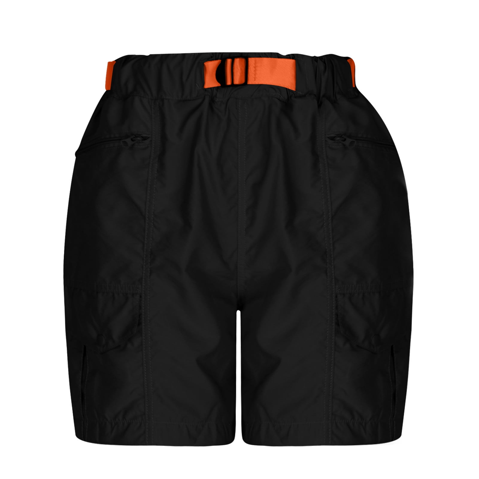 Owordtank Womens High Waist Cargo Shorts Solid Color Zipper Zipper