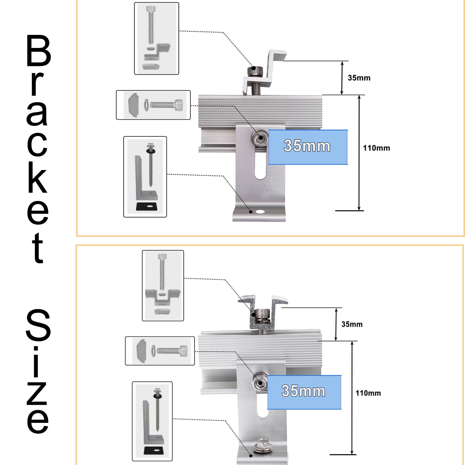 Solar Panel Mounting Bracket Kit, Solar Roof Mount Kit for 1-4 Pieces Thickness 1.18”/1.37” Solar Panels
