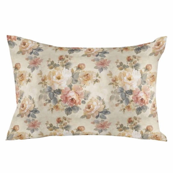White Pink Beige Peony Throw Pillow Cover 24 x 36 Inch Decorative Pillow Cover Farmhouse Vintage Floral Botanical Lumbar Pillowcase Seasonal Rectangle Cushion Case for Couch Sofa Bed Living Room