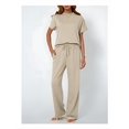 thumbnail image 4 of Women'S Two-Piece Casual Suit Travel Sportswear Short-Sleeved Wide-Leg Casual Sports Suit Apricot Suit S, 4 of 7