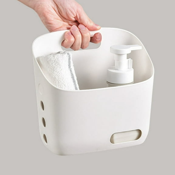Plastic Hanging Storage Basket, Over Cabinet Door Organizer with Removable Hook, Stackable Wall Mounted Shower Caddy, No Drilling Shelf Bins for Kitchen Food Bathroom Pantry Closet, 6.45x3.07x9.29"