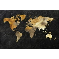 Giant Art 72x48 Dramatic World Map Fine Art Giant Canvas Print in Multi-Color