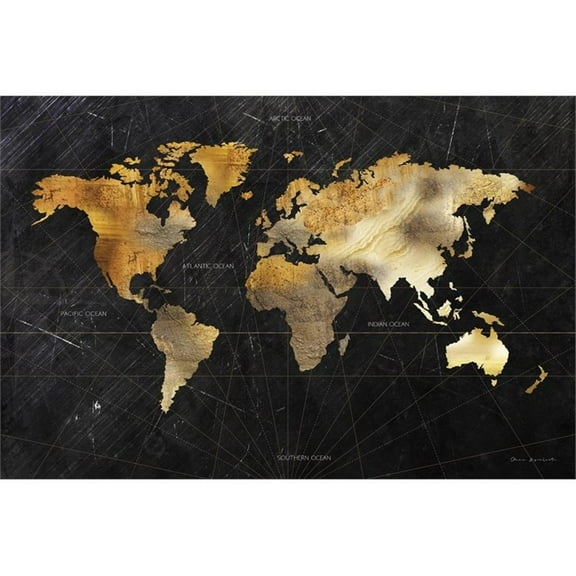 Giant Art 72x48 Dramatic World Map Fine Art Giant Canvas Print in Multi-Color