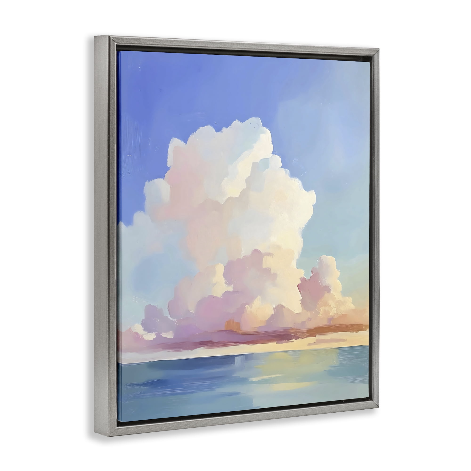 Stupell Industries Dreamy Pastel Clouds over Sea Gray Framed Floater Canvas Wall Art, design by The Prints Vibe