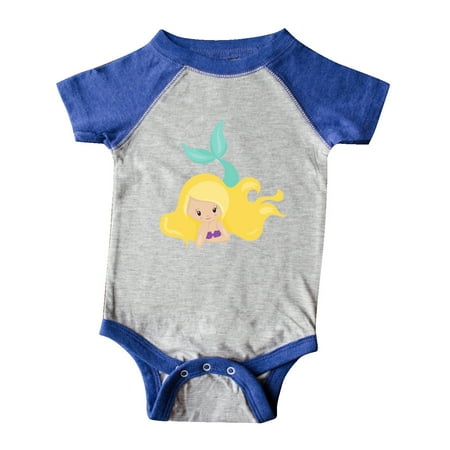 

Inktastic Cute Little Mermaid With Long Blonde Hair Gift Baby Girl Bodysuit