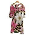 thumbnail image 6 of Lilies Bloom Leopard Print Background Flare Dress Square Neck Dress Elegant Female Fashion Printed Dress, 6 of 9