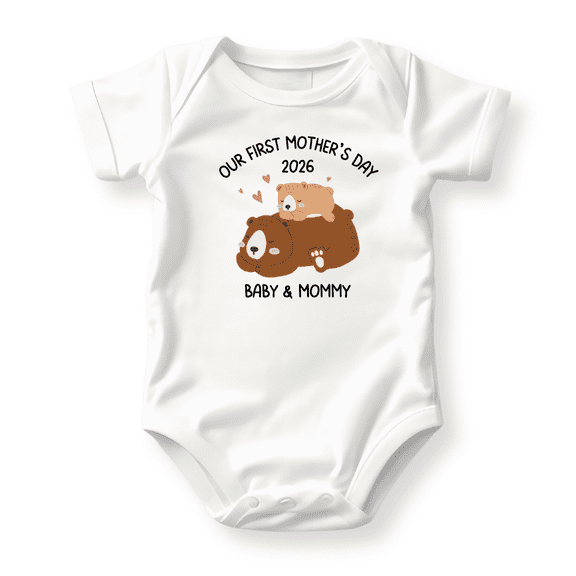 Our First Mother's Day Baby Bodysuit, Newborn Outfit, Baby Clothes, Gift for Children 12m White