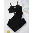 thumbnail image 6 of Yeahdor Kids Girls 2Pcs Sports Suit Sleeveless Butterfly Prints Crop Vest with Pants Set for Gym Running, 6 of 7