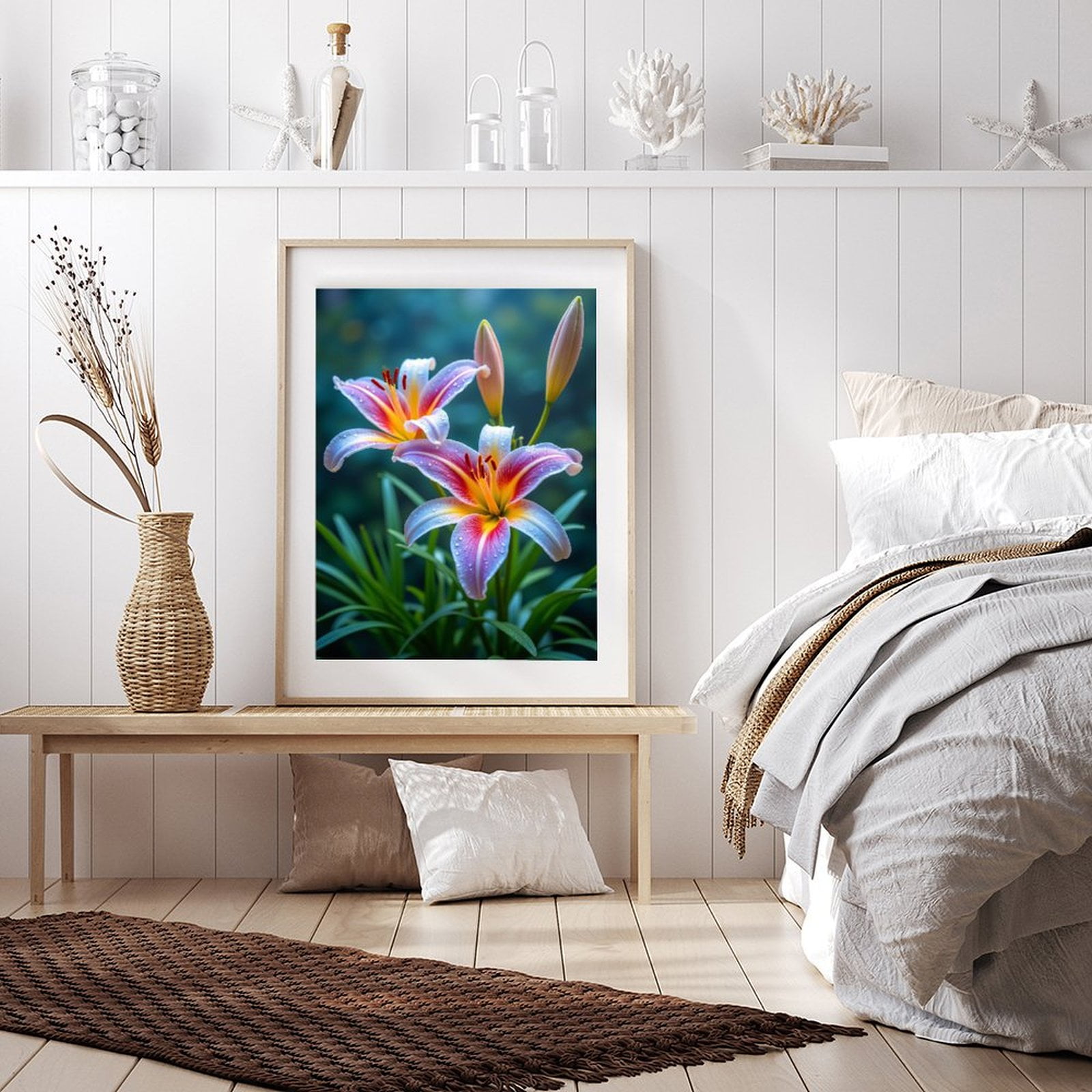Diamond Art Kit for Adults, Colorful Lily Blossom Dewdrops Diamond Painting for Adults Beginners, 5D DIY Diamond Art Painting Kits, Colorful Diamond Painting Craft for Home Decor 12x16
