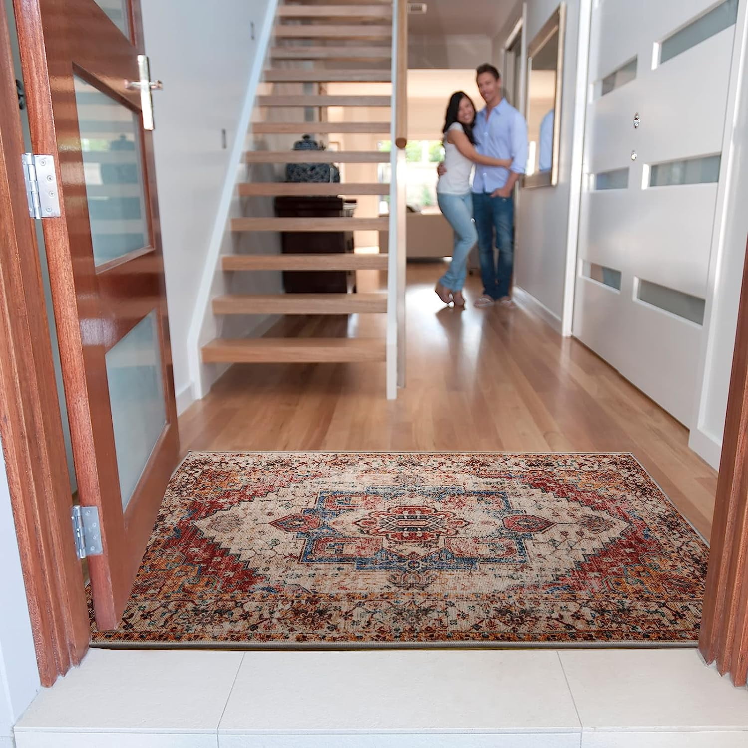 Softlife Oriental Traditional Area Rug for Living Room Durable Washable Persian Carpet Non Slip Boho Rugs for Bedroom, 2'x3', Orange
