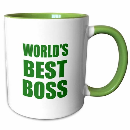 3dRose Worlds Best Boss - green text - great design for the greatest boss - Two Tone Green Mug, (Best The Boss 2)