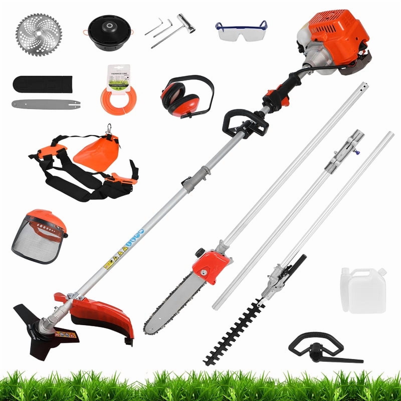 YNCE 2025 New 5 in 1 2-Stroke Gas String Trimmer with Hedge Trimmer,Brush Cutter Powered, 52cc Gas Powered Weed Eater for Weeds and Grass, Weed Eater, Hedge Trimmer, Edger, Brush Cutter