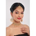 thumbnail image 3 of Efulgenz Indian Jewelry Antique Kundan Crystal Choker Necklace Chandbaali Earring Maang Tikka Head Chain Bollywood Wedding Jewelry Set, 3 of 5